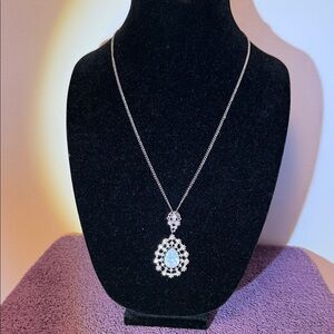 Elegant Silver and Blue Pendant Necklace